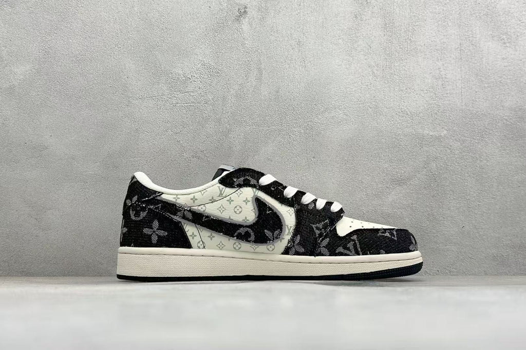 AJ1 Low Travis Scott x LV Black Monogram Customs